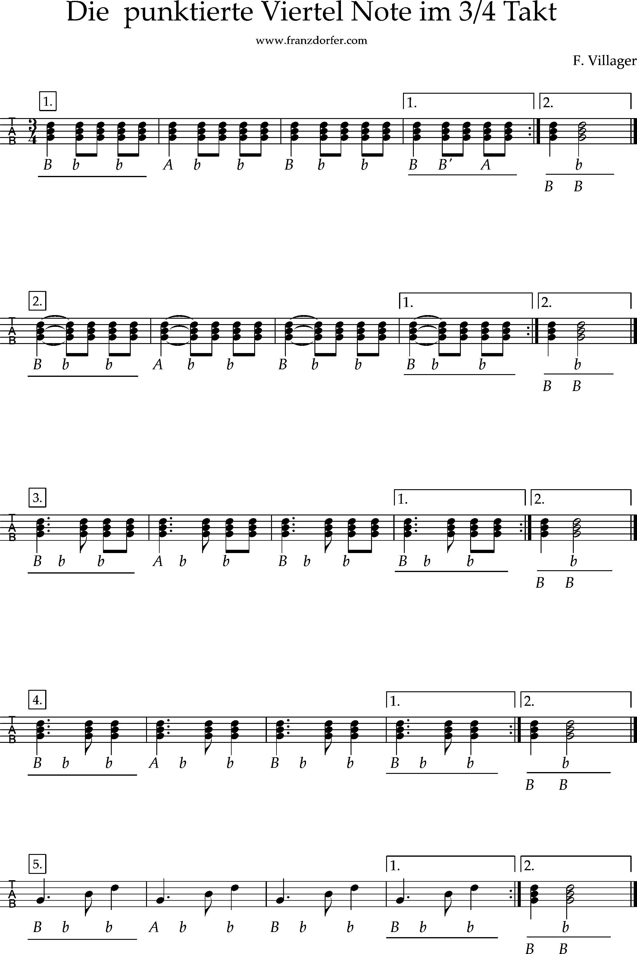 Steirische harmonika lernen, die punktierte Viertel im 3/4-Takt